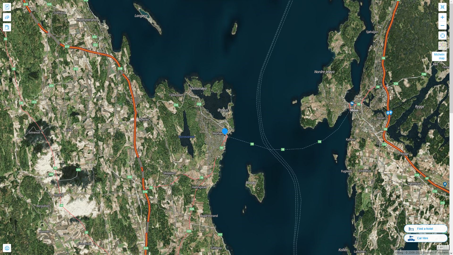 Horten Highway and Road Map with Satellite View